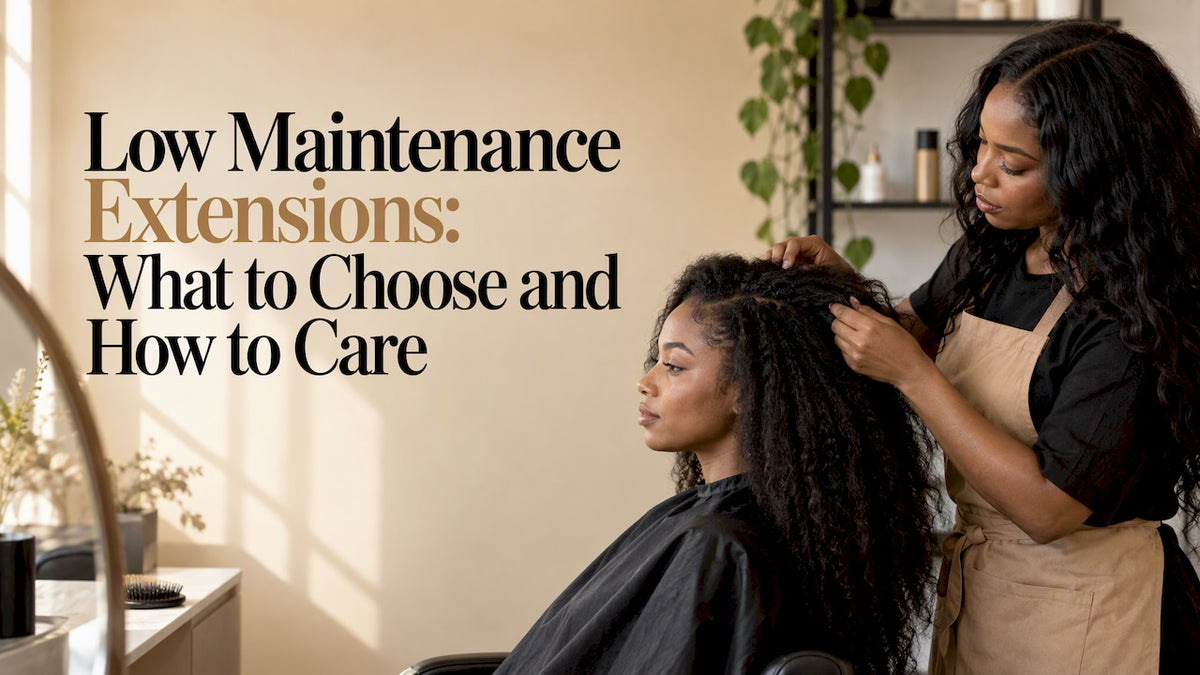 Stylist assessing a client's hair texture